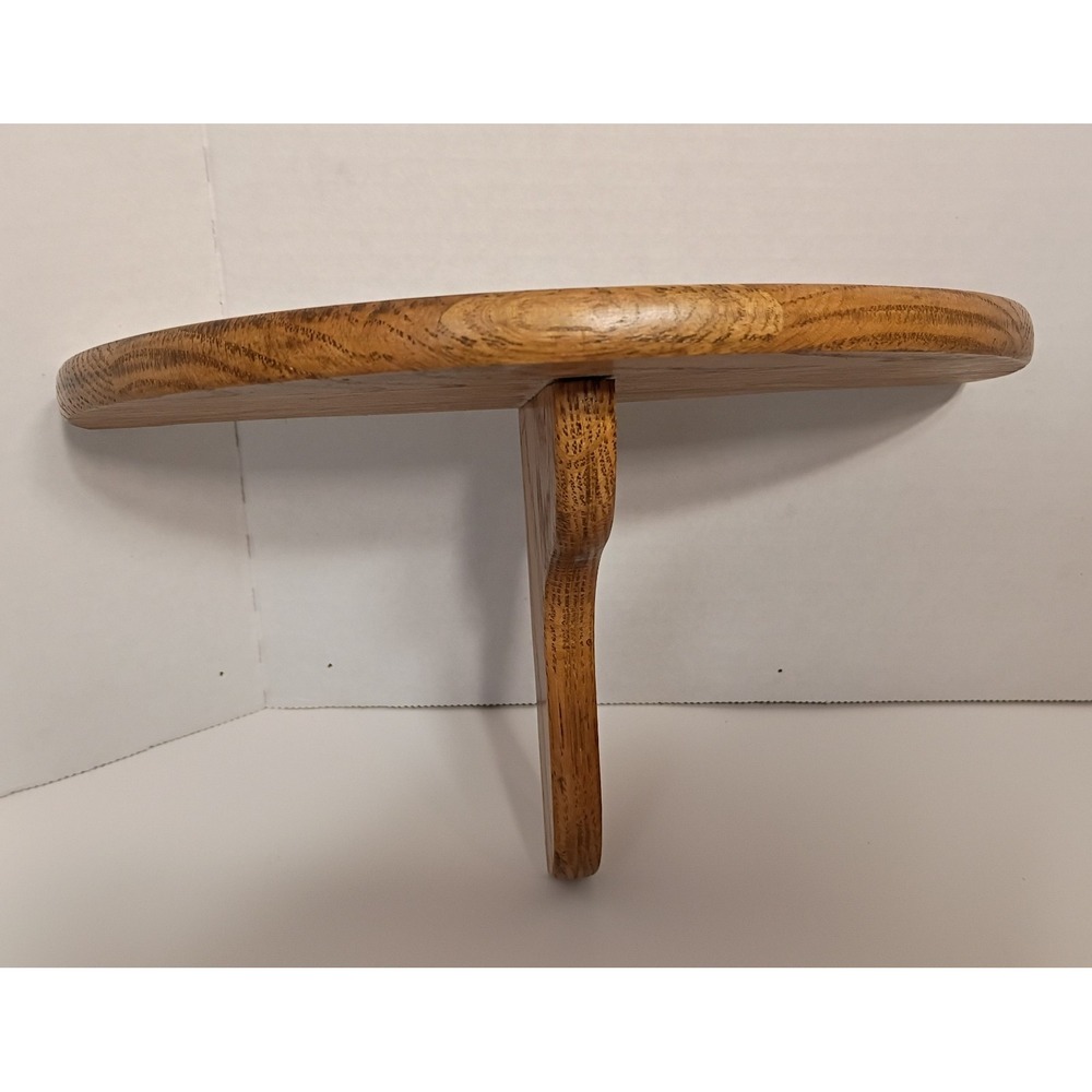 Vintage Solid Oak Half Circle Wall Shelf Sconce MCM Trinket Display 5.75 x9.75" - Picture 4 of 9